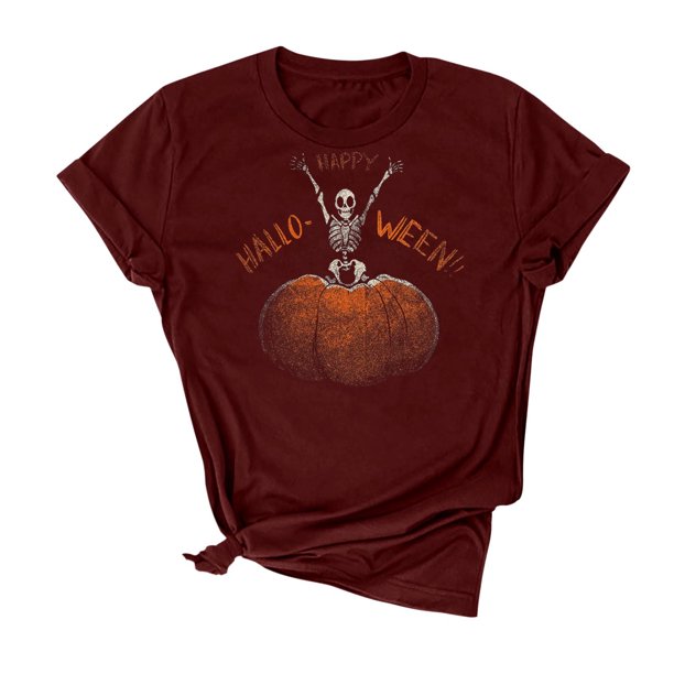 Camiseta holgada de manga corta con estampado de mueca Retro de Halloween para hombre y mujer Pompotops hfajkhk140441