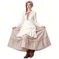 thumbnail image 3 of Women Prairie Farm Costume, Vintage Colonial Dress with Bonnet Headscarf and Apron, Halloween Cosplay Outfit, 3 of 6