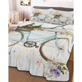 thumbnail image 3 of Quilts Twin XL Size, Vintage Floral Bicycle Soft Comforter Bedding Set for Bed, Spring Farmhouse Bird Wood Lightweight Quilted Bedspread with Pillow Cover(2 Pieces) for All Season, 68x98 Inch, 3 of 6