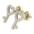 thumbnail image 4 of Dazzlingrock Collection Round White Diamond Heart Key Screw-back Stud Earrings for Women (0.10 ctw, Color I-J, Clarity I2-I3) in 10K Yellow Gold, 4 of 6