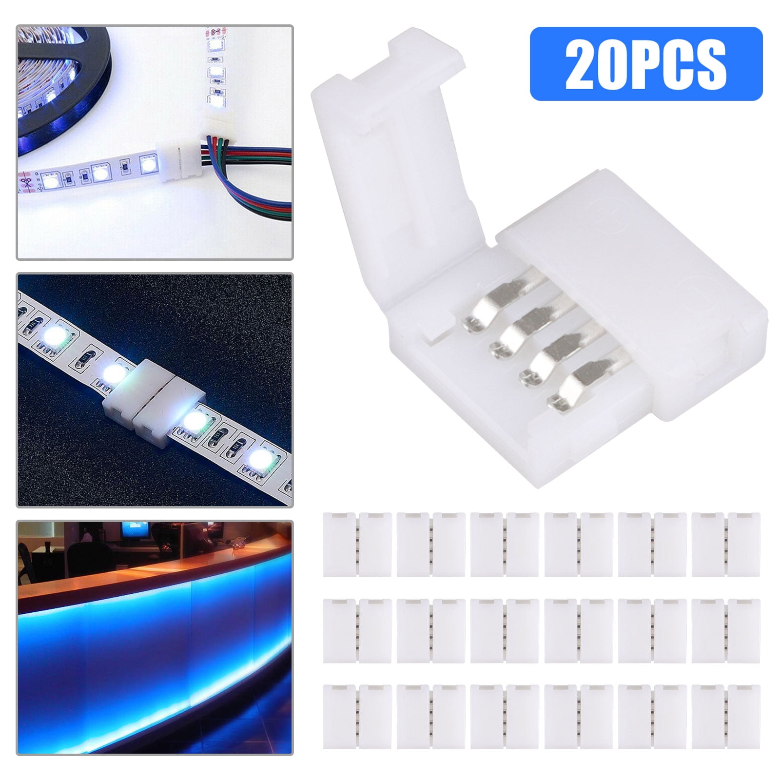 4Pin 10mm L Shape Corner Connectors for RGB LED Strip to Strip IP65 Solderless
