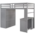 thumbnail image 4 of Twin Size Wooden Loft Bed with Storage Shelves, Drawers, Built-in Desk,and Wardrobe, Full-length Guardrails, Gray, 4 of 9