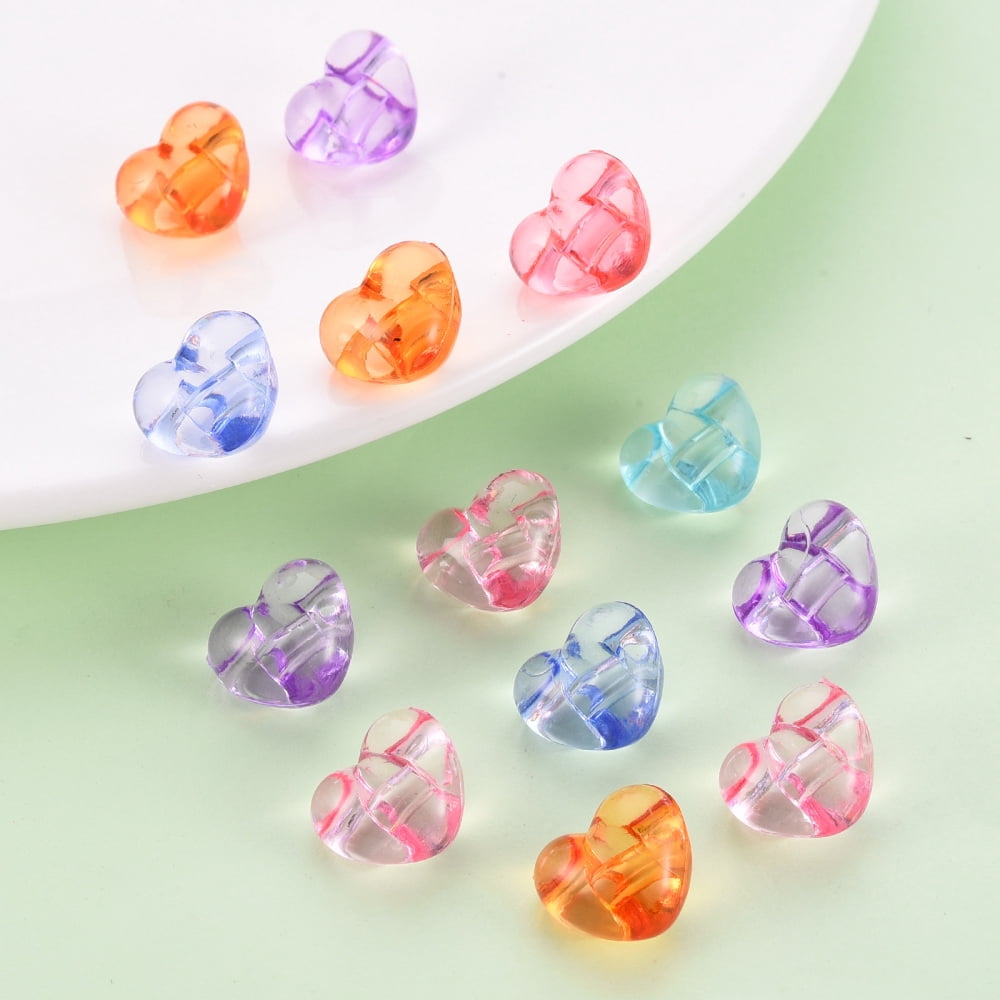 1-Hole Transparent Acrylic Buttons Heart Mixed color 13x15x10mm Hole: 2.5mm about 518pcs/500g DIY