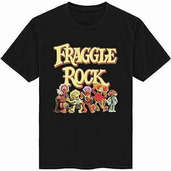 100% cotton tshirts men tee Fraggle Rock Shirt 80s TV Show Character Printed T Shirt Adult Short Sleeve Cotton T Shirt Black