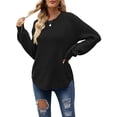 thumbnail image 1 of UKAP Femmes Pull-Over Tops Hiver Chaud Pull Col Rond Pull Chic Tricot Pulls Noir XXL, 1 of 3
