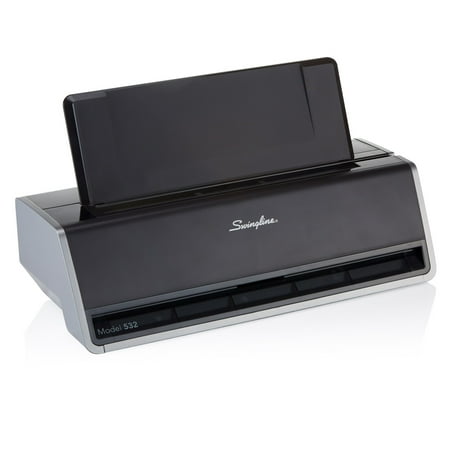 Swingline 28-Sheet Commercial Electric Two-Hole Punch Fixed 1/4-Inch Holes Black/Silver 74532
