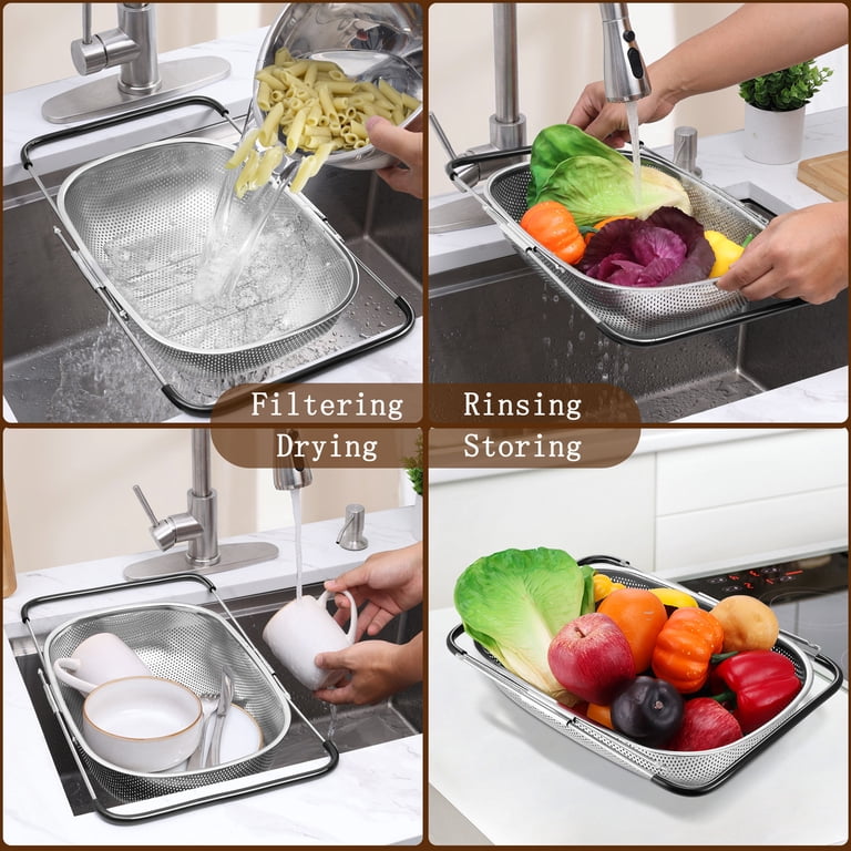Vesteel 6-Quart Over-Sink Colander with Cheese Grater photo 4