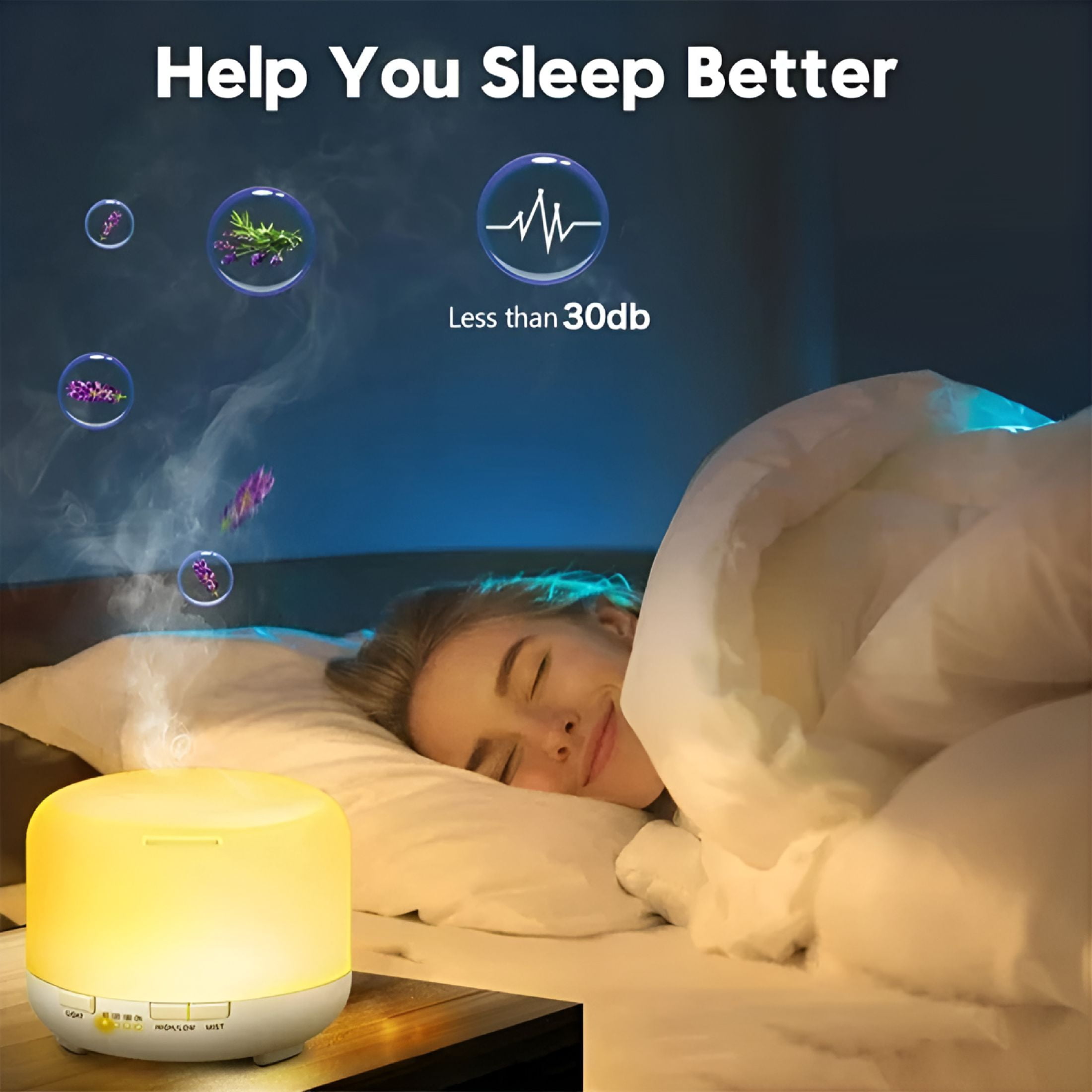 HBMYN 500ml Air Purifier Humidifier with Remote Control Silent Aromatherapy Colorful Light