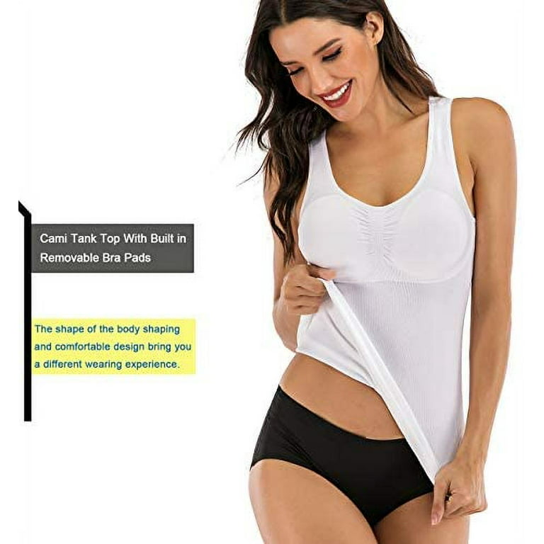 Women's Compression Camisole with Built in Removable Bra Pads Body Shaper  Tank Top
