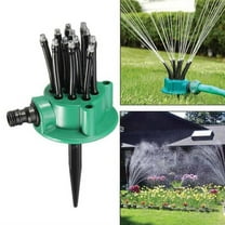 Xecvkr 360 Degree Garden Automatic Rotating Multi-Hose Sprinkler Wide Coverage 12 Nozzles Stable Base Easy Installation Kids Water Play Summer Lawn Irrigation 1x Sprinkler