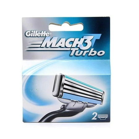 Gillette Mach3 Turbo Refill Blade Cartridges, 2 Count + Eyebrow