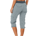 thumbnail image 6 of Mohiass Capri Pants for Women,Women's Pants Lightweight Hiking Cargo Pockets Casual Travel Cropped Cotton Pants with Pockets Light Blue S, 6 of 8