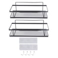 thumbnail image 1 of Organizador de pared para baño, estantes de ducha de acero al carbono adhesivos a prueba de óxido con ganchos para inodoro, cocina, color negro, 1 of 15