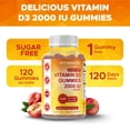 thumbnail image 5 of (2 pack) Vitamatic Sugar Free Vitamin D3 2000 IU - 120 Pectin Based Gummies - Great Taste - Healthy Bones, Mood & Immune System Function - Non-GMO - 120 Servings, 5 of 12