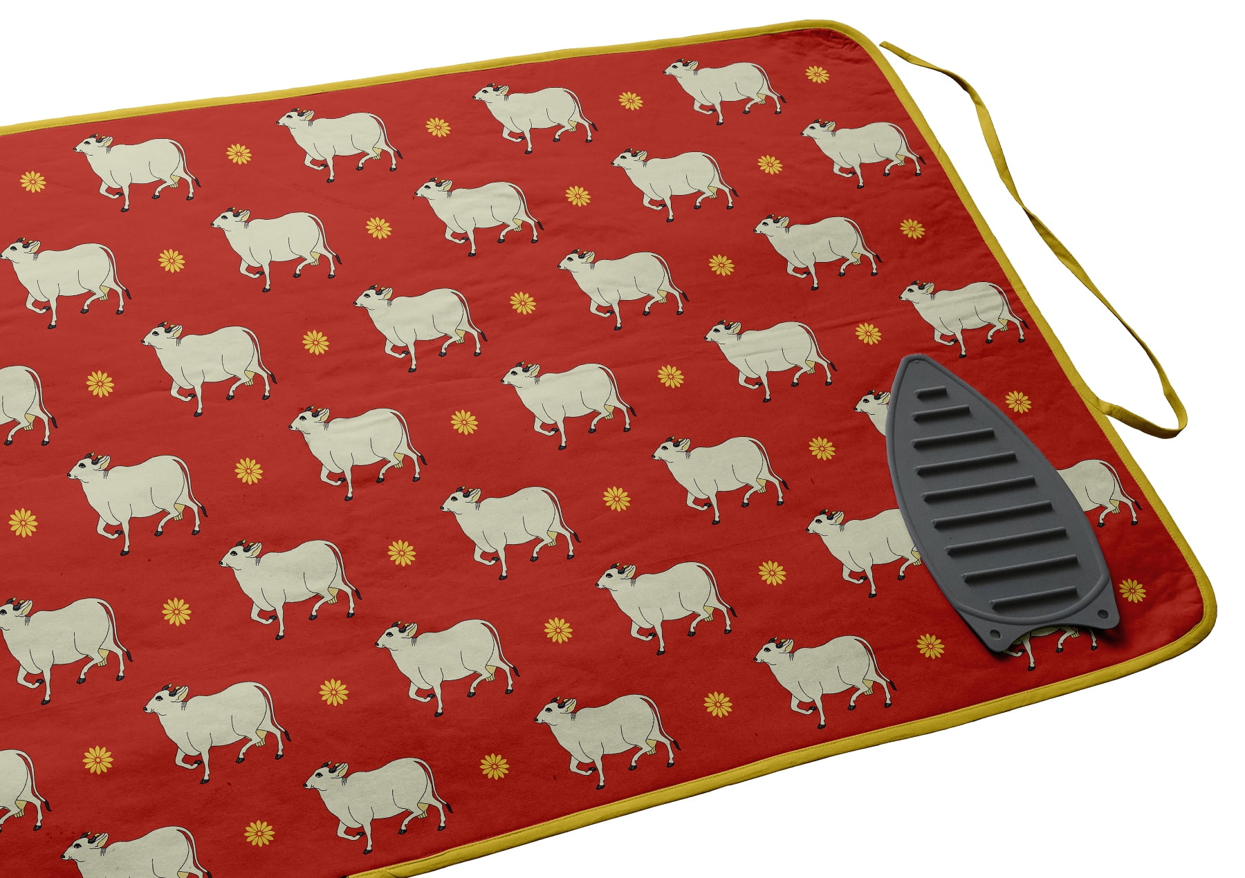 Vargottam Magnetic Ironing Mat - Foldable Cotton Iron Mat with Fiber Pad & Silicone Iron Rest - Portable, Washable, Travel-Friendly Ironing Board Alternative for Tabletop, Washer, Dryer - Animal