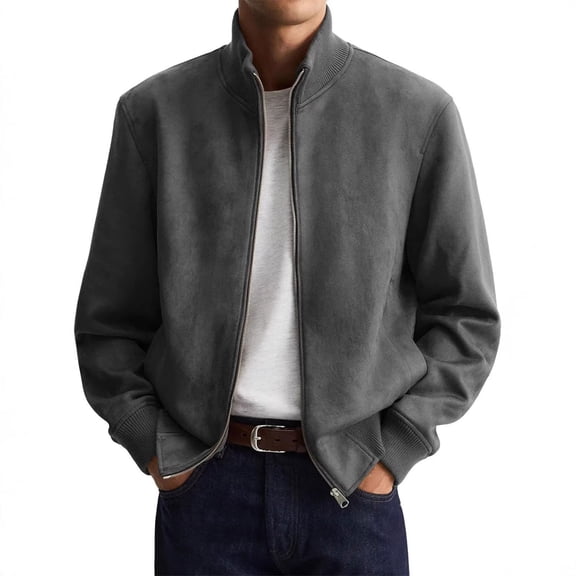 GSPCLAM Jacket for Men Smart Casual Relaxed Lightweight Jacket for Office, Essential Wrinkle Resistant Jacket with Pockets Gray