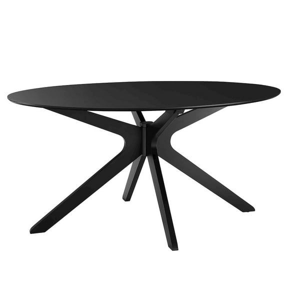 Modway Traverse 63" Oval Modern Rubberwood Dining Table in Black