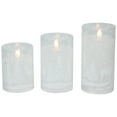 thumbnail image 5 of Northlight LED Flameless Flickering Snowy Woodland Glass Christmas Pillar Candles - 6" - Set of 3, 5 of 7