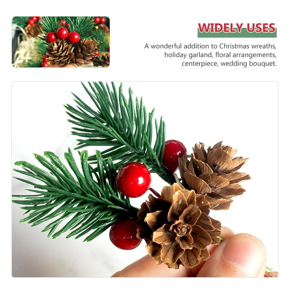 Zcyifa pine cones 20Pcs Berry Pine Cones Pine Needles Stems Picks Artificial Christmas Berries Decor for Crafts