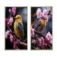 thumbnail image 2 of Designart "Yellow Bird Amid Cherry Blossoms IV" Bird Framed Wall Art Set Of 2 - Yellow Animals Framed Wall Art Set Of 2, 2 of 7