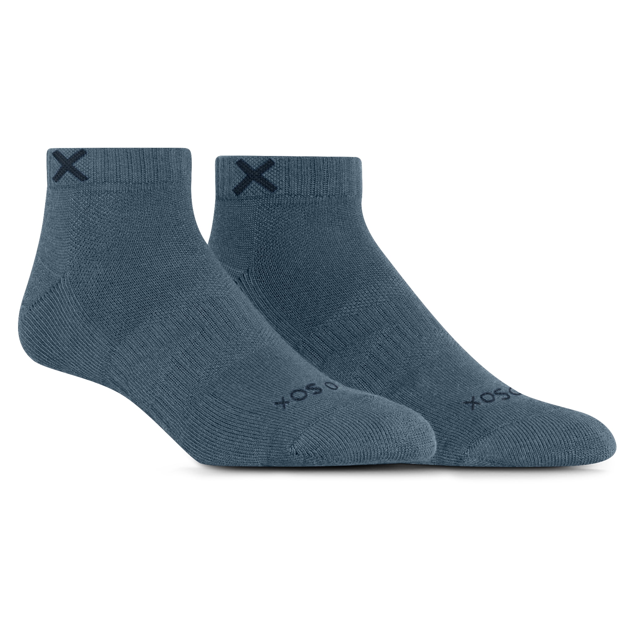 ODD SOX – Basix Tonal Light Navy Blue Ankle Socks – Large – Soft Cotton Blend Athletic Everyday