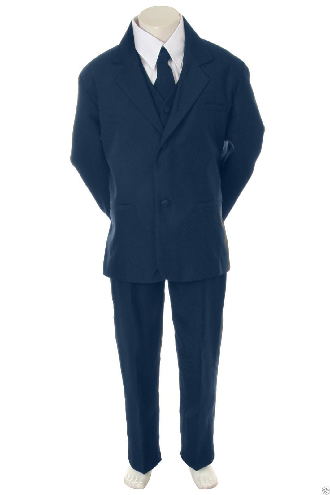 Baby Toddler Kid Teen Boy Wedding Formal Party Navy Blue 5pc Tuxedo Suit sz S-20 