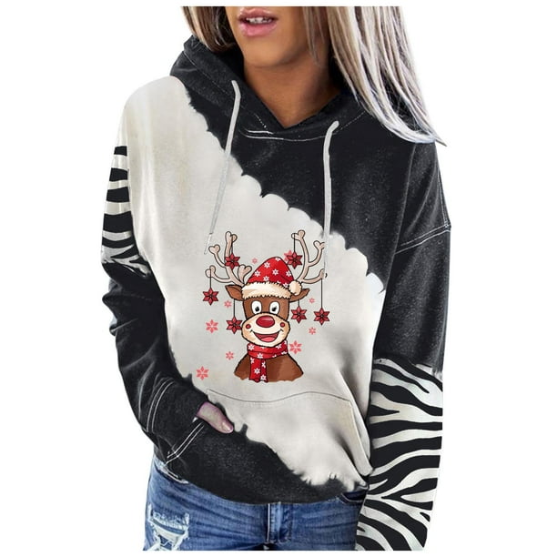Sudadera con capucha de manga larga con cuello redondo y estampado de moda para mujer Fridja bvmnju6218