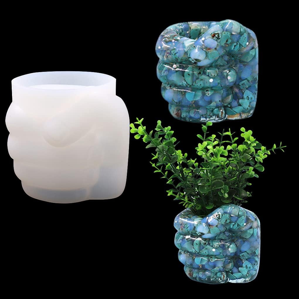 ABCISI Hand Shape Resin Mold, Flower Pots Silicone Mold for Concrete, Fist Epoxy Mold for Jewelry Container Pen Holder Plant Pot, Home Decor (Left Fist)