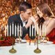 thumbnail image 5 of Candelabro de Hanukkah de hierro dorado, superficie de arena de siete cabezas, 5 of 6