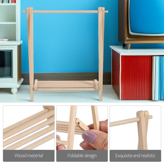 Hemobllo Beige Clothes Drying Rack for Dolls - 1 Set Efficient Laundry Hanger for Quick and Organized Drying