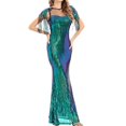 thumbnail image 3 of Gibobby Vestido de fiesta para mujer elegante Mujeres lujo lentejuelas borlas recto delgado dama de honor batas formales elegantes vestidos de fiesta(Verde,CH), 3 of 5