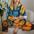 thumbnail image 6 of Honeii Colorful Cloud Butterfly Sunflower print Women's Pajama Sets Long Sleeve Button Down Sleepwear Nightwear Soft Pjs Lounge Sets-Medium, 6 of 7
