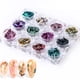 thumbnail image 1 of Nail Art Shell Slices 12 cajas coloridas irregulares 3D rodajas de abulón para uñas Nail Art Shell piedras decoración de lentejuelas para uñas, 1 of 4