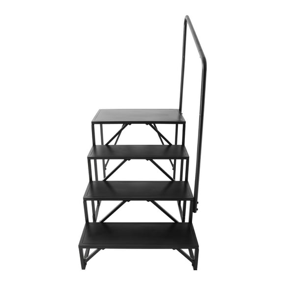 KFFKFF Camper Stairs, Quadruple Steps, Supports up to 440 LBS, Reinforced Carbon Steel, Includes Handrail, Anti-Slip Treads for Secure Access and Departure, Ideal for RV, Trailer, Camper Usage