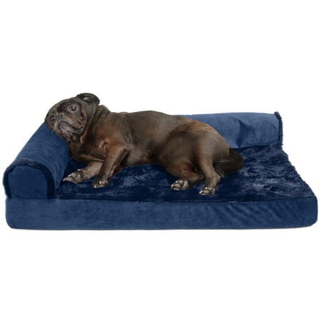 UPC: 0842229107890 | FurHaven Pet Products Plush & Velvet Deluxe Chaise Lounge Cooling Gel Memory Foam Sofa Pet Bed for Dogs & Cats – Deep Sapphire Medium
