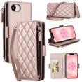 thumbnail image 2 of For iPhone 17e / iPhone 16e RFID Blocking Wallet Case, Crossbody Purse Phone Case with 9 Card Slots, Zipper Pocket & Detachable Strap,Rose Gold,For iPhone 17e / 16e, 2 of 9