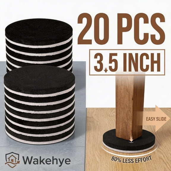 Furniture Sliders, 20 PCS 3.5"  Felt Furniture Mover Slider for Hardwood Floors Reusable Furniture Pads for Moving Furniture Easily & Safely