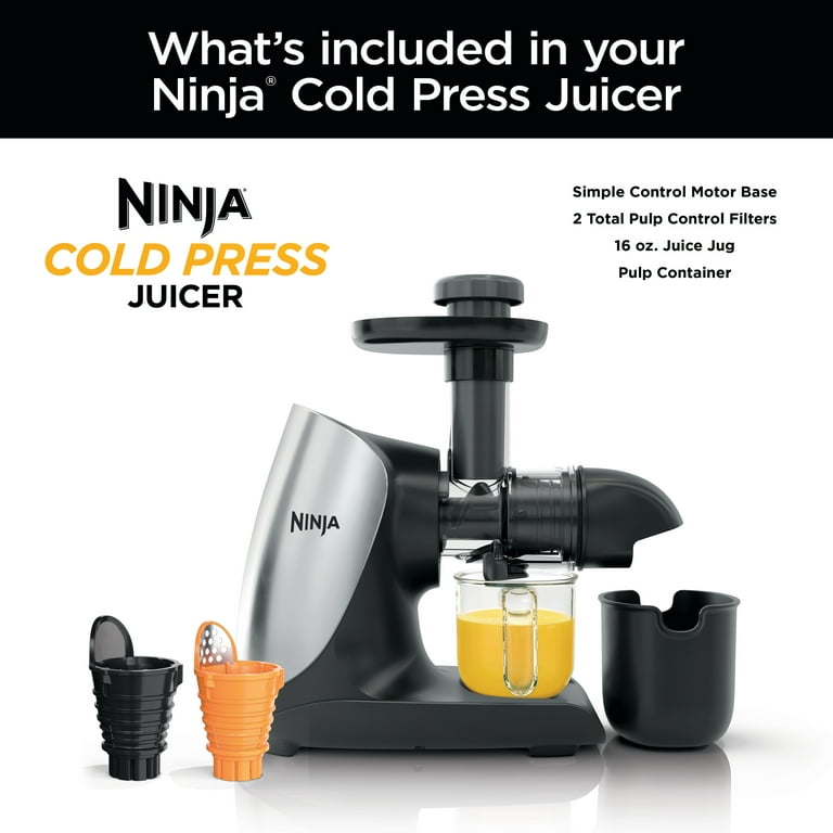 Ninja JC151 NeverClog Cold Press Juicer, Powerful Slow Juicer with Total  Pulp Control, Countertop, Electric, 2 Pulp Functions, Dishwasher Safe, 2nd