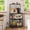 Black, variant on Tomnk Baker's Rack with Power Outlet, Rustic Brown Microwave Stand, 4-Tier Kitchen Storage Shelf with Mug Holder and Metal Mesh Basket, 23.6"L x 13"W x 49.2"H