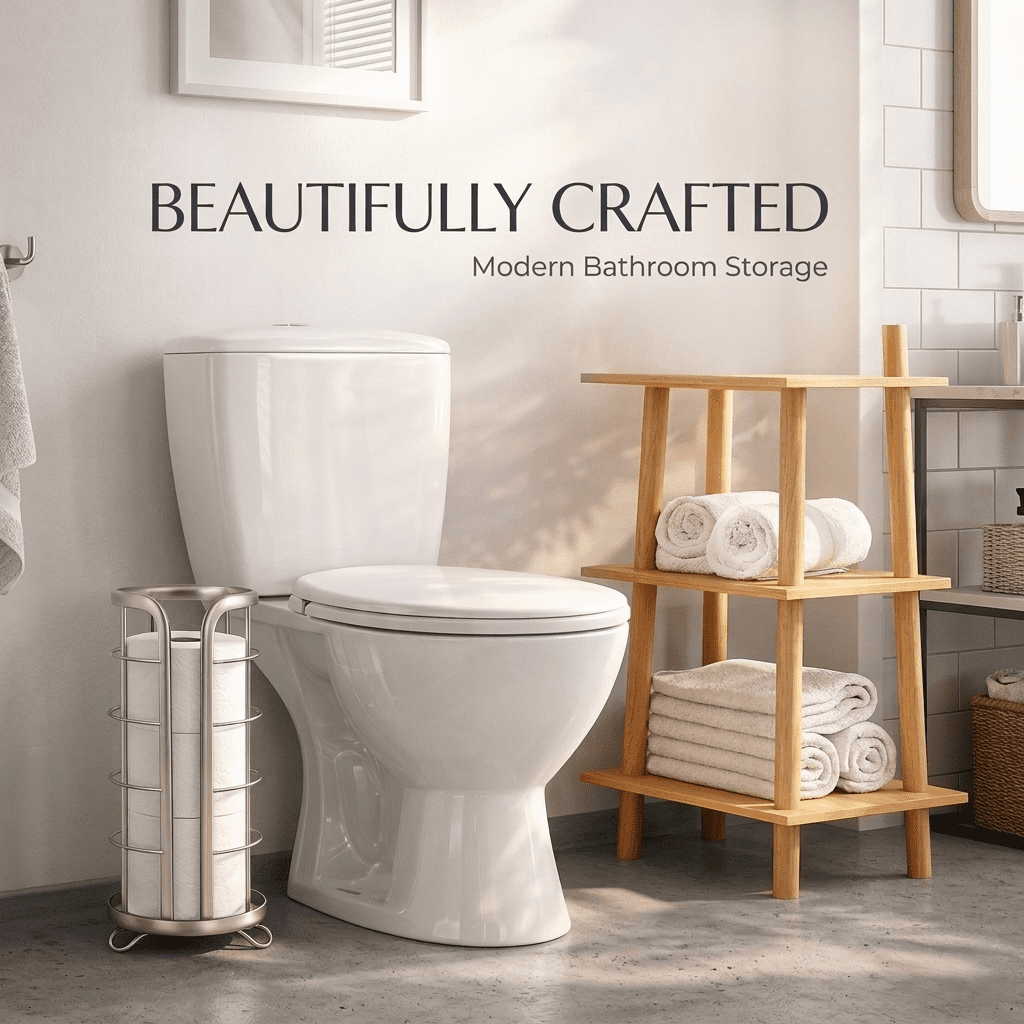 Brookstone Toilet Paper Holder Stand,  Bathroom Freestanding  Storage for Tissue Rolls, Nickel