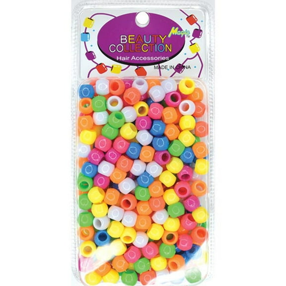 BEAUTY COLLECTION - Large Round Hair Bead 200PCs NEON ASSORTED