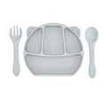 thumbnail image 1 of TFixol Portable Silicone Suction Plate Set for Kids with Spoon and Fork, Assorted Colors - Grey Option Available, 1 of 6