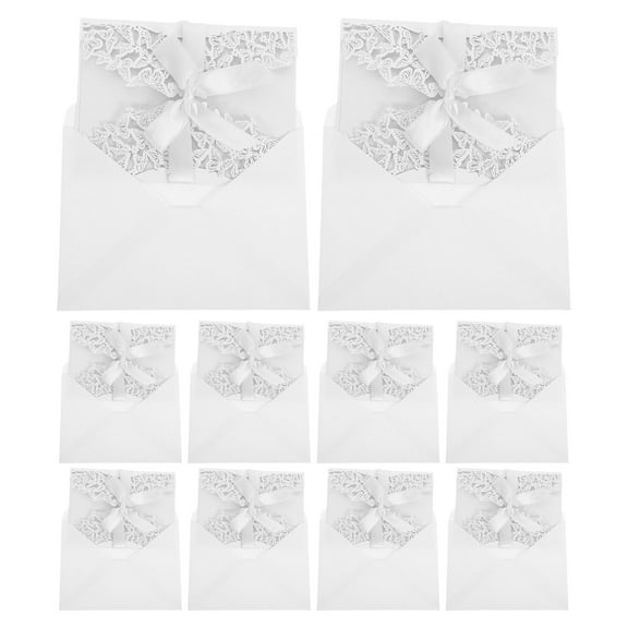 LOLIPPYY 10 Sets Romantic White Butterfly Wedding Invitations with Floral Design and Envelopes Included