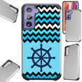 thumbnail image 1 of Compatible with Samsung Galaxy S21 5G Hybrid Fusion Guard Phone Case Cover (Sailor Chevron), 1 of 1