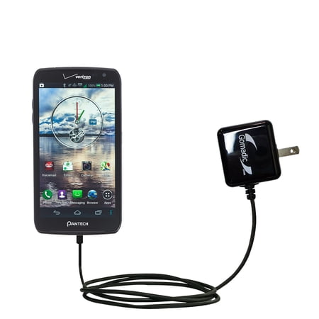 Gomadic Intelligent Compact AC Home Wall Charger suitable for the Pantech Perception - High output power with a convenient, foldable plug design - Use