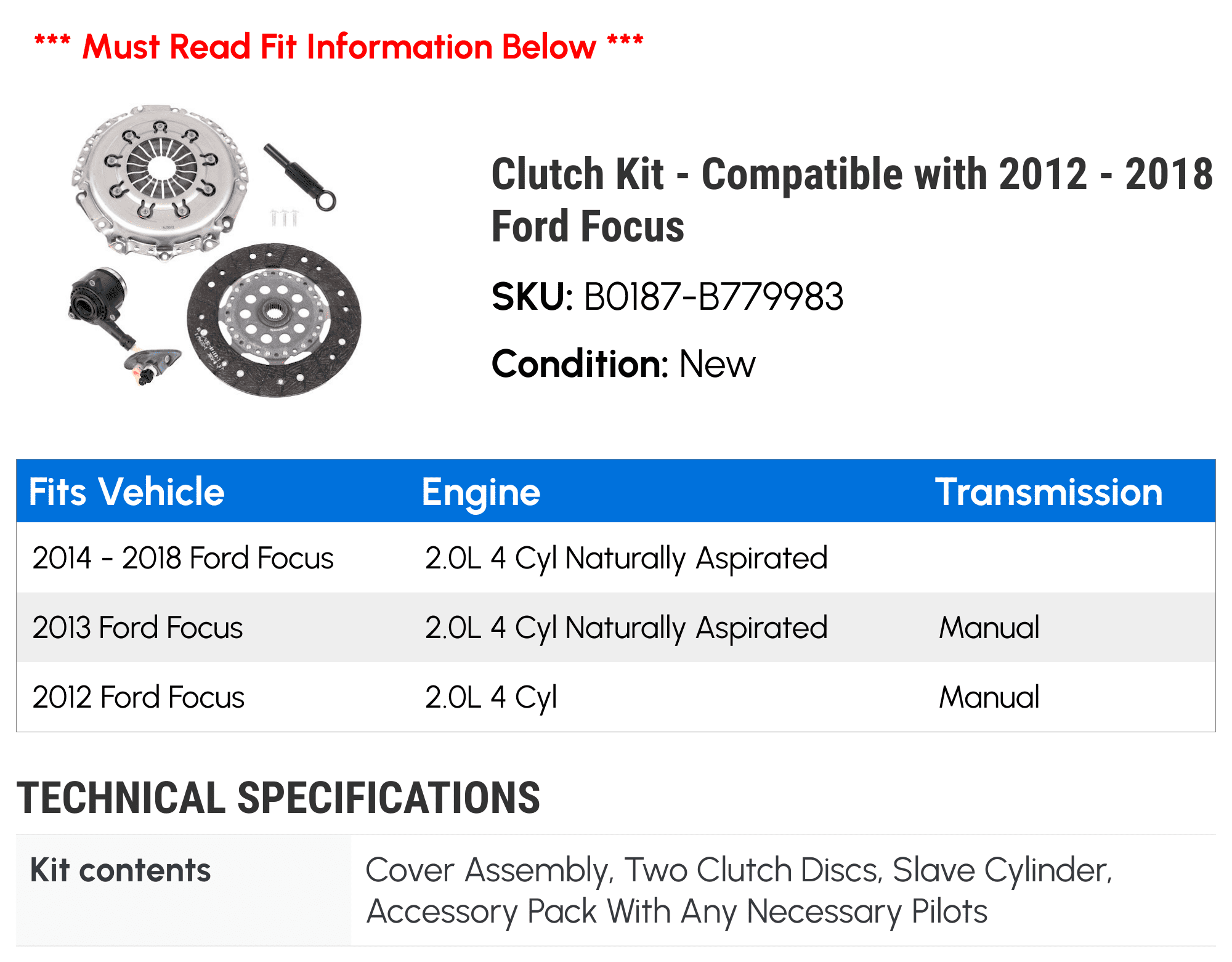 Ford Focus MK2 Slipping Clutch Repair Part