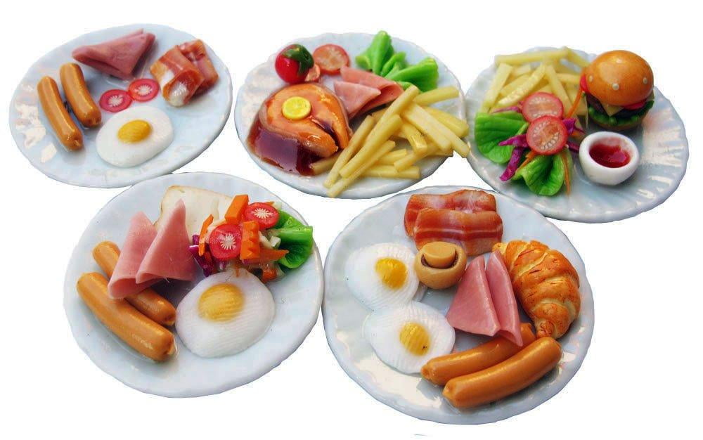 1/12th Scale Handcrafted BA Minis Miniature Eggs & Sausage Plate
