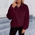 thumbnail image 6 of Winter Sweatshirt For Women Trendy Fleece Solid Color Casual Quarter Zipper Long Sleeved Fashionable Round Neck Oversized Pullover Fall Outfits, 6 of 6