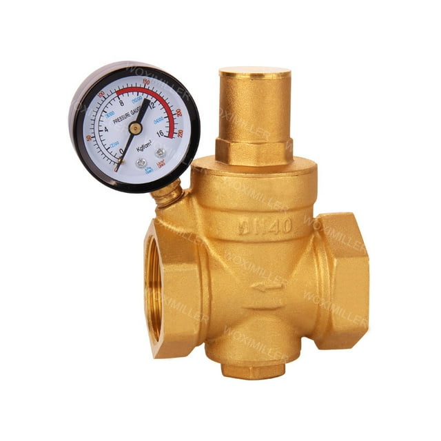 Reductor de presión de agua ajustable Dn20, regulador de latón + manómetro de agua (dorado) JAMW Sencillez