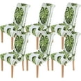 thumbnail image 1 of Stretch Printed Dining Chair Covers, Spandex Removable Washable Dining Chair Protector Slipcovers for Home, Kitchen, Party, Restaurant - Set of 6, Green Leaves, 1 of 7